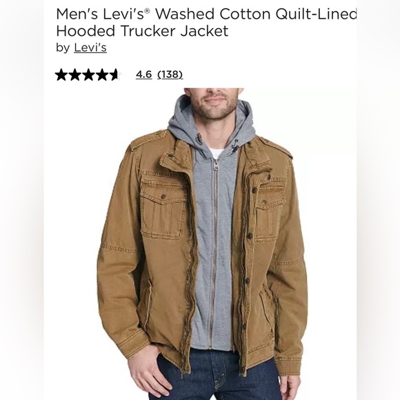 NWT Levi’s Washed Cotton Quilt-Lined Trucker Jacket - Picture 2 of 16